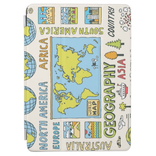Hand Drawn Vintage Geography Illustration iPad Air Cover