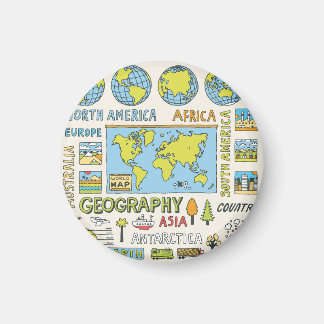 Hand Drawn Vintage Geography Illustration Magnet
