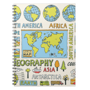 Hand Drawn Vintage Geography Illustration Notebook