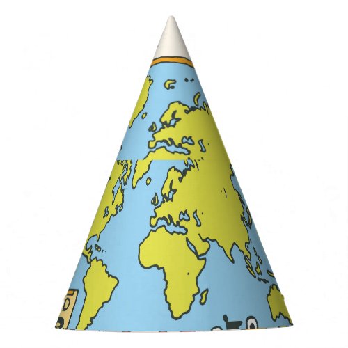 Hand Drawn Vintage Geography Illustration Party Hat