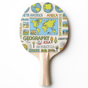 Hand Drawn Vintage Geography Illustration Ping Pong Paddle