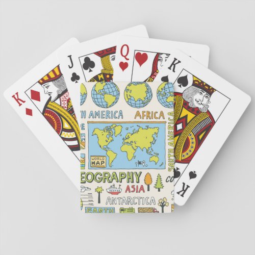 Hand Drawn Vintage Geography Illustration Playing Cards