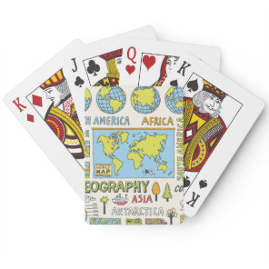 Hand Drawn Vintage Geography Illustration Poker Cards
