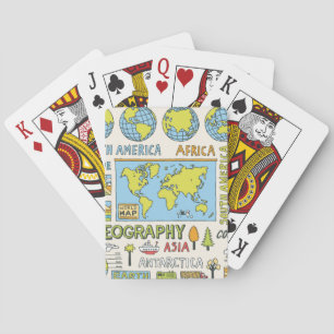 Hand Drawn Vintage Geography Illustration Poker Cards