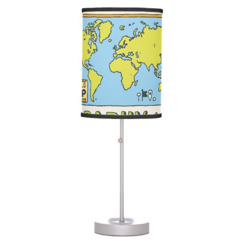 Hand Drawn Vintage Geography Illustration Table Lamp