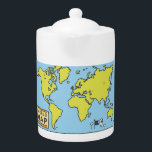 Hand Drawn Vintage Geography Illustration Teapot<br><div class="desc">Geography. Hand drawn. Vintage illustration.
Geography hand-drawn, making learning an adventure. Explore the world with joy.
Hand-drawn geography entices curious minds in vintage style.
geography, world, drawn, hand drawn, school, lesson, city, global, fun, subject, australia, volcano, asia, earth, education, science, mantle, village, class, continents</div>