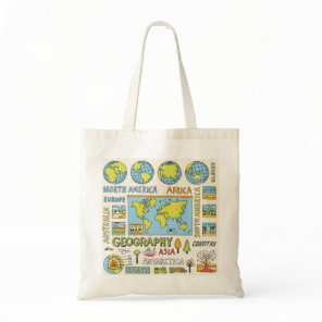 Hand Drawn Vintage Geography Illustration Tote Bag