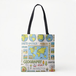 Hand Drawn Vintage Geography Illustration Tote Bag