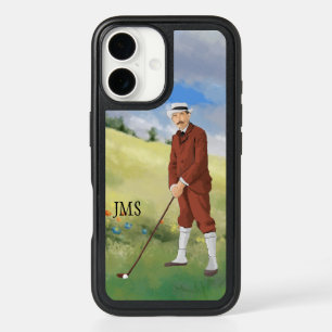Hand drawn vintage golfer in the rough iPhone 16 case