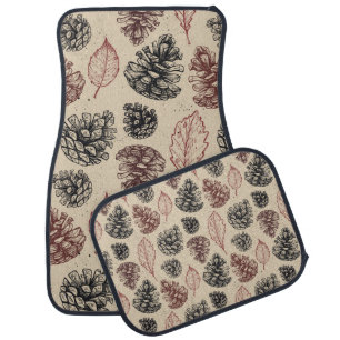 Hand drawn vintage illustrations. Seamless pattern Car Floor Mat