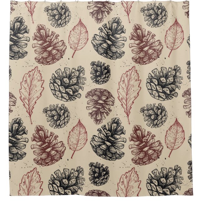 Hand drawn vintage illustrations. Seamless pattern Shower Curtain (Front)