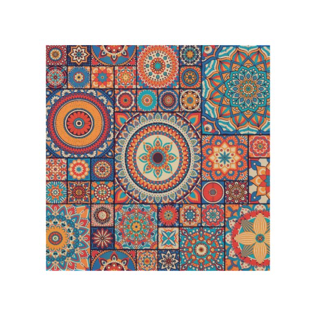 Hand-Drawn Vintage: Islamic Decorative Elements Wood Wall Art (Front)