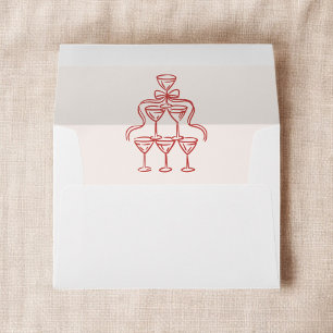 Hand Drawn Vintage Italian Red Whimsical Wedding Envelope
