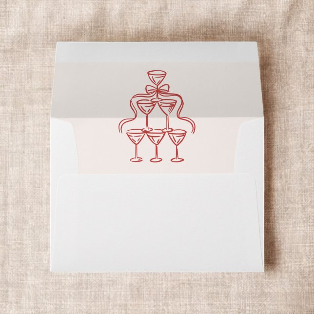 Hand Drawn Vintage Italian Red Whimsical Wedding  Envelope (Creator Uploaded)