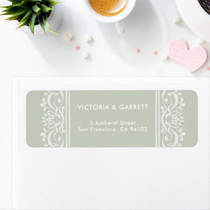 Hand Drawn Vintage Ornate Border on Sage BG Label