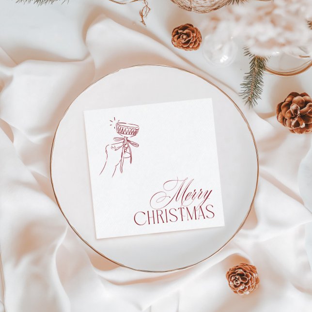 Hand Drawn Vintage Red Christmas Party Napkins (Hand Drawn Vintage Red Christmas Party Napkins)