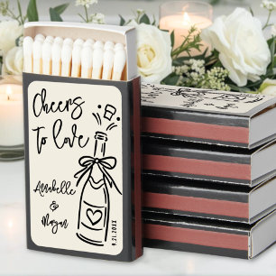 Hand Drawn Vintage Wedding Favor Matchboxes