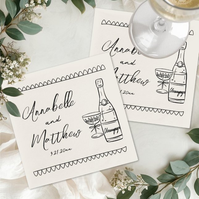 Hand Drawn Vintage Wedding Napkins (Hand Drawn Vintage Wedding Napkins)