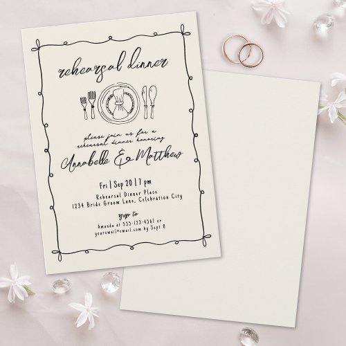 Hand Drawn Vintage Wedding Rehearsal Dinner