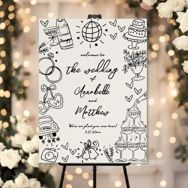 Hand Drawn Vintage Wedding Welcome Sign (Hand Drawn Vintage Wedding Welcome Sign)