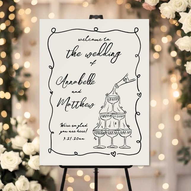 Hand Drawn Vintage Wedding Welcome Sign (Hand Drawn Wintage Wedding Welcome Sign )