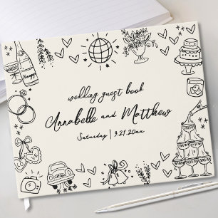 Hand Drawn Vintage Whimsical Wedding Guest Book