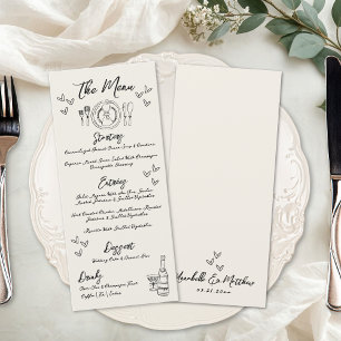 Hand Drawn Vintage Whimsical Wedding Menu