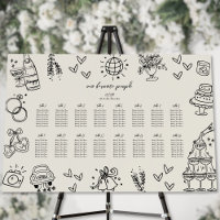 Hand Drawn Vintage Whimsical Wedding Seating Chart