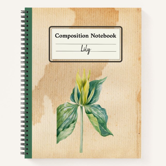 Hand Drawn Wake Robin Personalized Composition Notebook (Front)