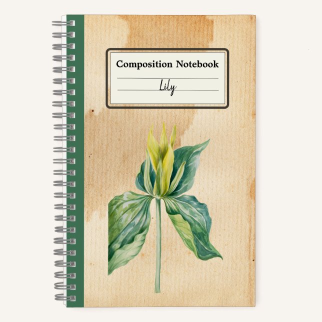 Hand Drawn Wake Robin Personalized Composition Notebook (Front)
