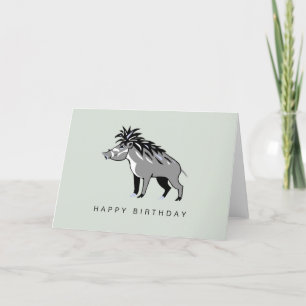 Hand drawn - Warty PIG - Warthog - Wildlife - Card