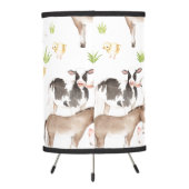 Hand drawn watercolor animals on the farm tripod lamp (Back)