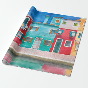 Hand drawn watercolor Italy landscape Wrapping Paper