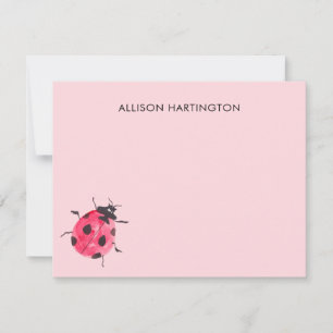 Hand-Drawn Watercolor Ladybug Whimsical Insect Note Card