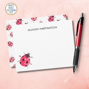 Hand-Drawn Watercolor Ladybug Whimsical Insect Note Card