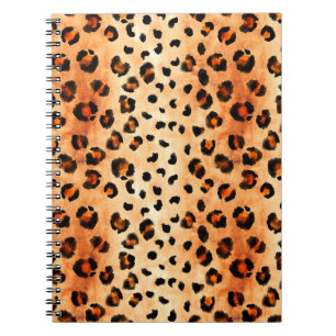 Hand drawn watercolor leopard pattern. Exotic fur  Notebook