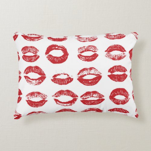 Hand_drawn watercolor lips set accent pillow