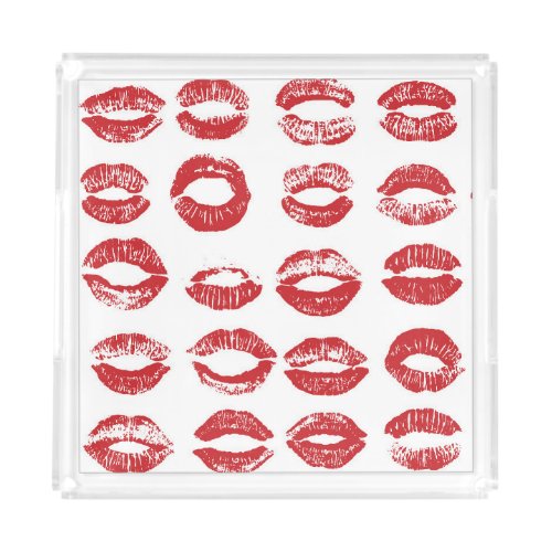 Hand_drawn watercolor lips set acrylic tray