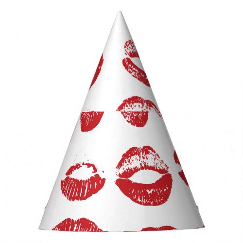 Hand_drawn watercolor lips set party hat