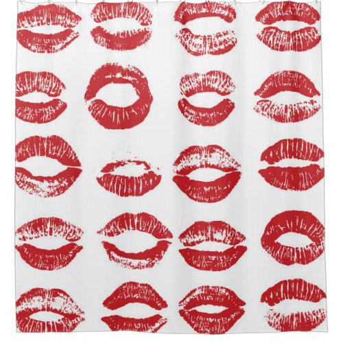 Hand_drawn watercolor lips set shower curtain