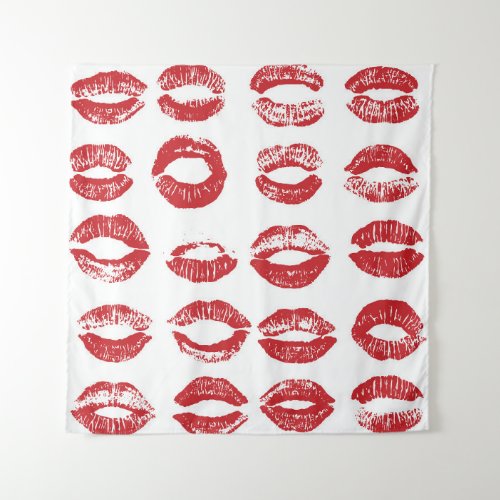 Hand_drawn watercolor lips set tapestry
