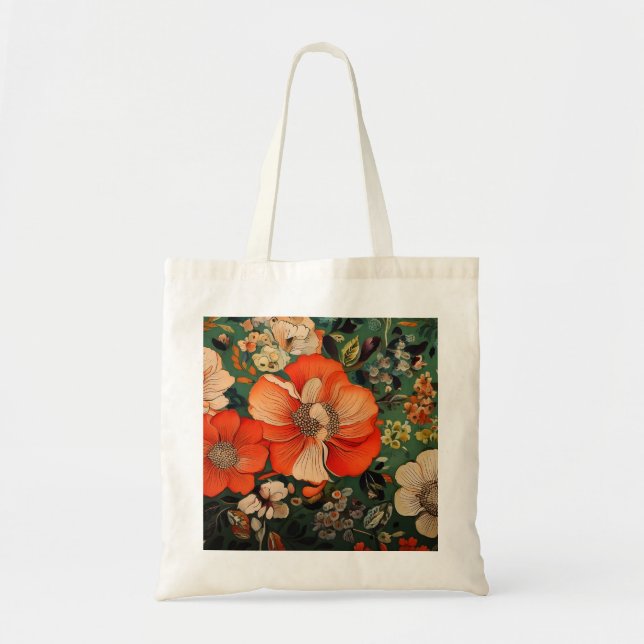 Hand drawn watercolor seamless Floral Pattern Tote Bag (Front)