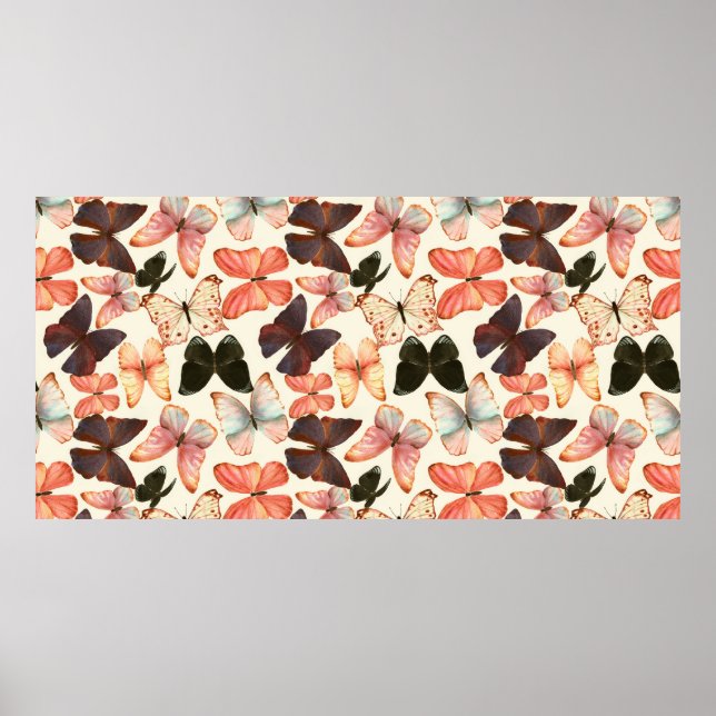Hand drawn watercolor seamless pattern with colorf poster (Front)