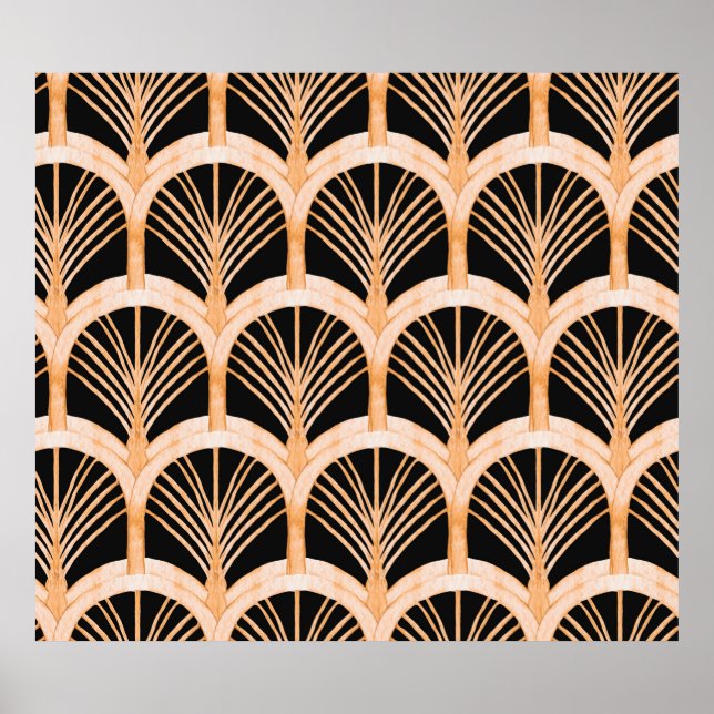 Hand drawn watercolor seamless pattern with gold i poster (Front)