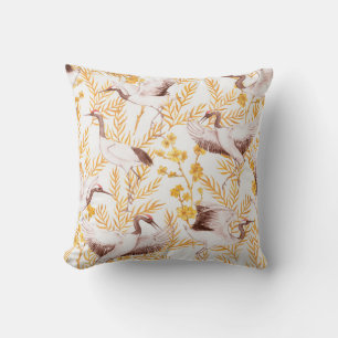 Hand drawn watercolor seamless pattern with golden throw pillow