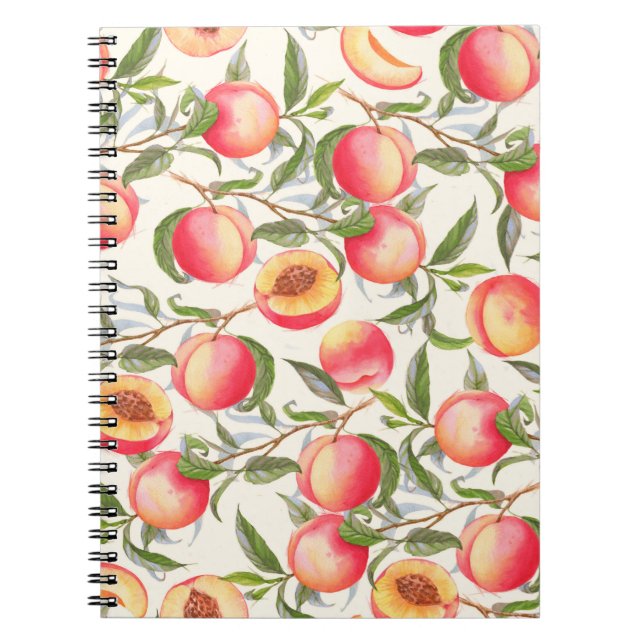 Hand-drawn watercolor seamless pattern with orange notebook (Front)
