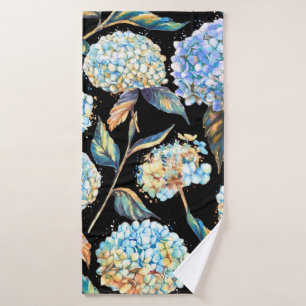 Hand-drawn watercolor seamless pattern with white bath towel
