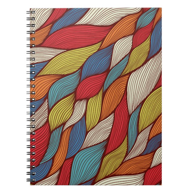 Hand-Drawn Waves: Abstract Seamless Background. Notebook (Front)