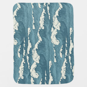 Hand-Drawn Waves Retro Vintage Pattern Baby Blanket