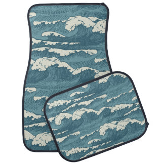 Hand-Drawn Waves Retro Vintage Pattern Car Floor Mat